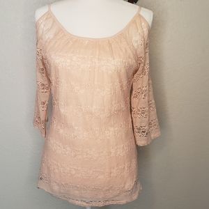 Shannon Ford New York pink lace blouse size Sm